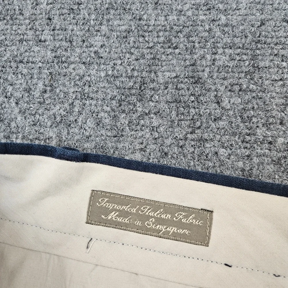 Structure Le Collezioni Mens 34S Navy Blue 100% Linen Pleated Cuffed Dress Pants